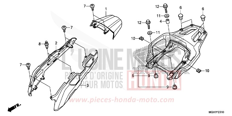 CAPOT ARRIERE/SUPPORT de VFR1200X "Crosstourer" Méca PEARL GLARE WHITE (NHB53B) 2015